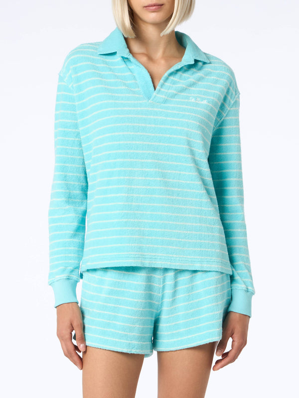 Light blue terry striped sweatshirt Magda