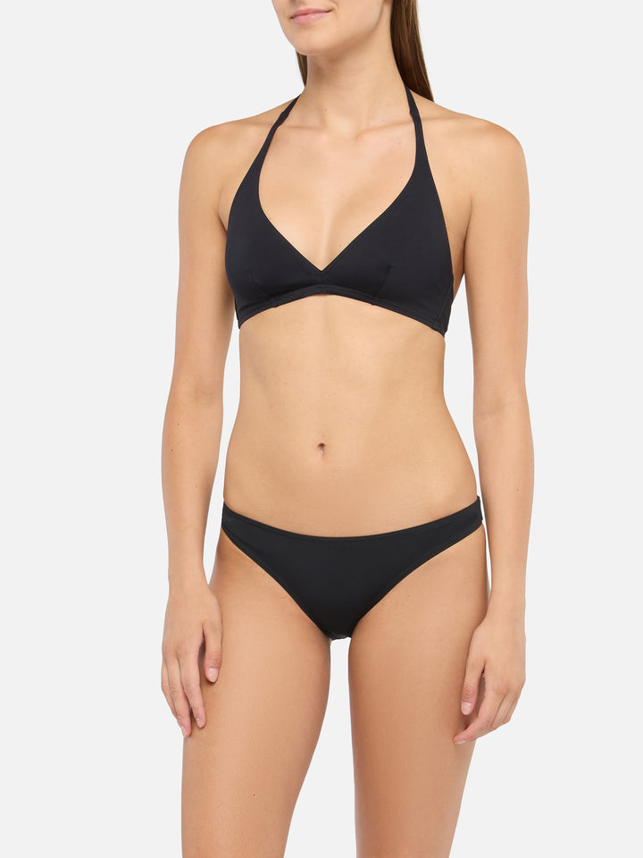 Gaia top bralette triangolo nero - Slip mare a vita alta Maia nero