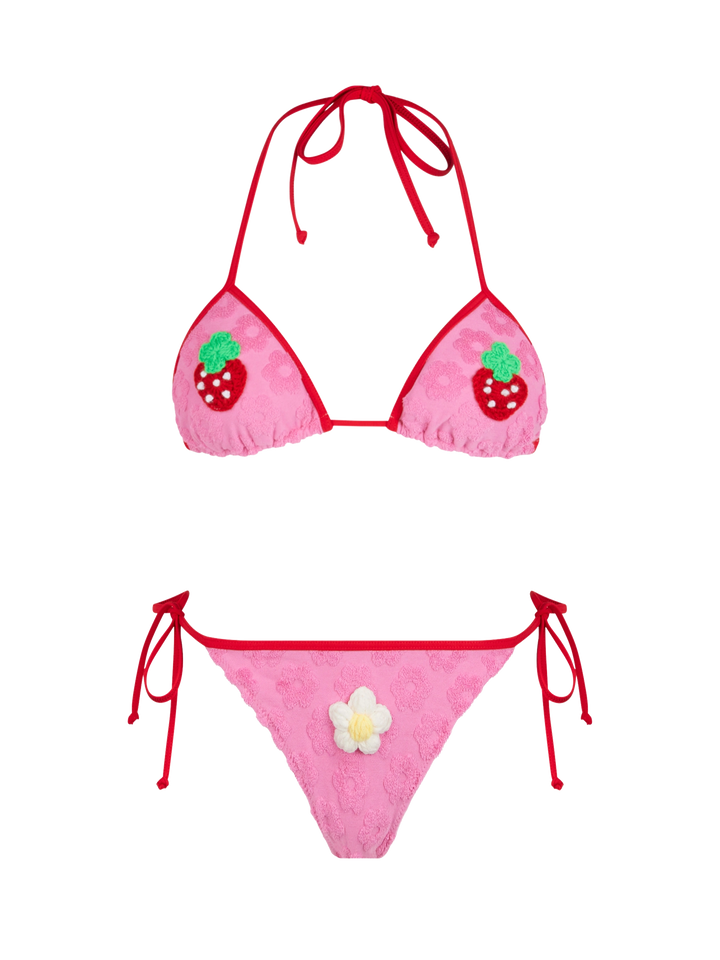 Bikini a triangolo da donna in spugna goffrata Maleah con toppe | BEEPY BELLA SPECIAL EDITION