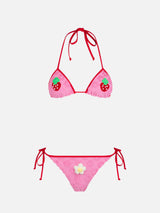 Bikini a triangolo da donna in spugna goffrata Maleah con toppe | BEEPY BELLA SPECIAL EDITION