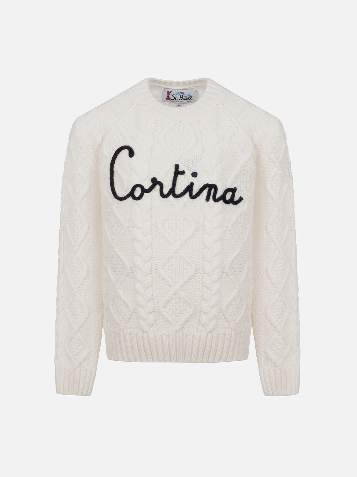 Maglione da bambina a trecce Malmo con ricamo Cortina