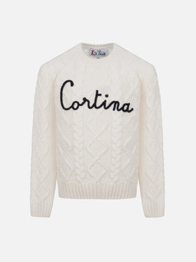 Maglione da bambina a trecce Malmo con ricamo Cortina