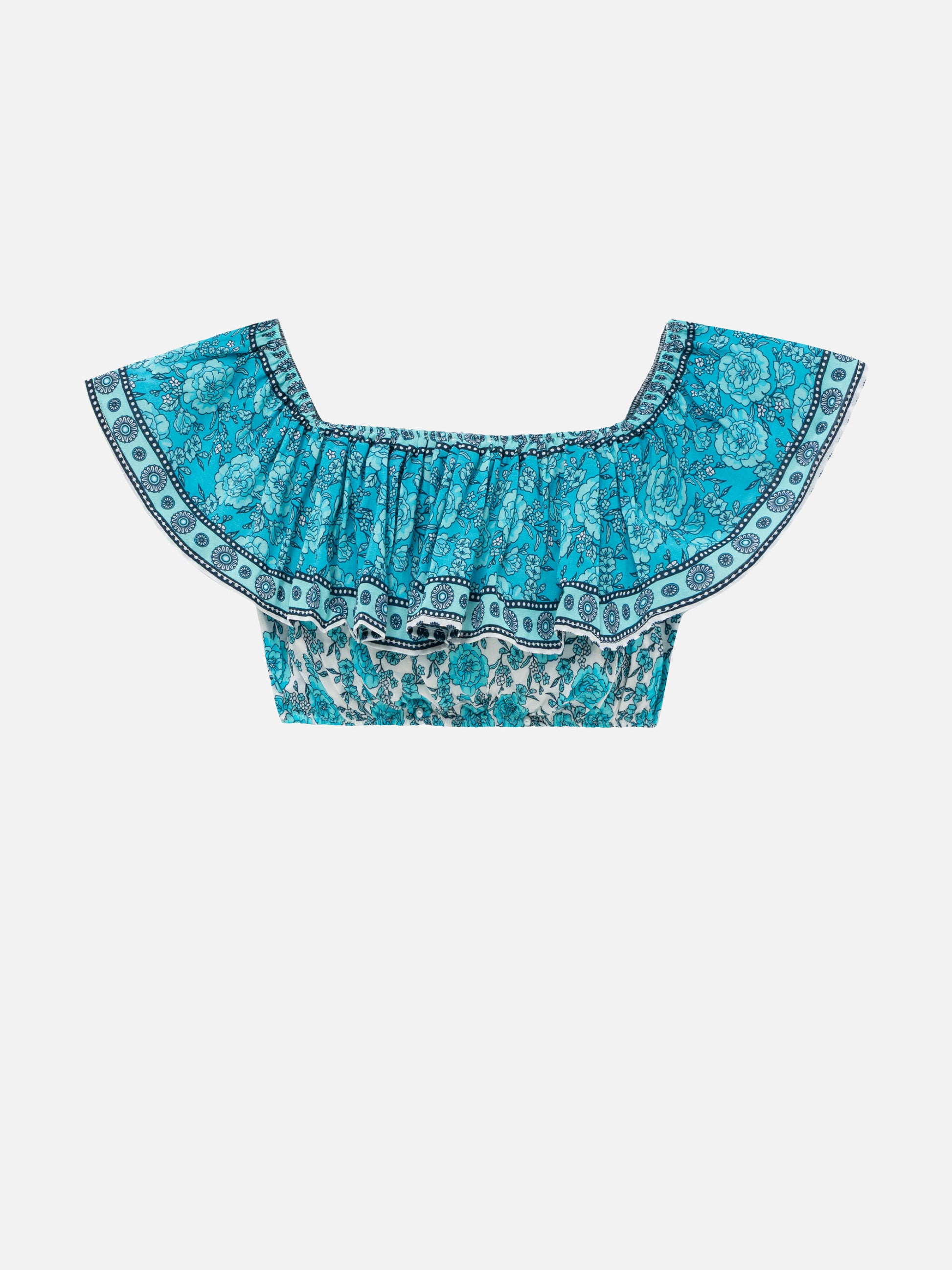 Ruffled crop top Mandy with boho flower print - MC2 Saint Barth