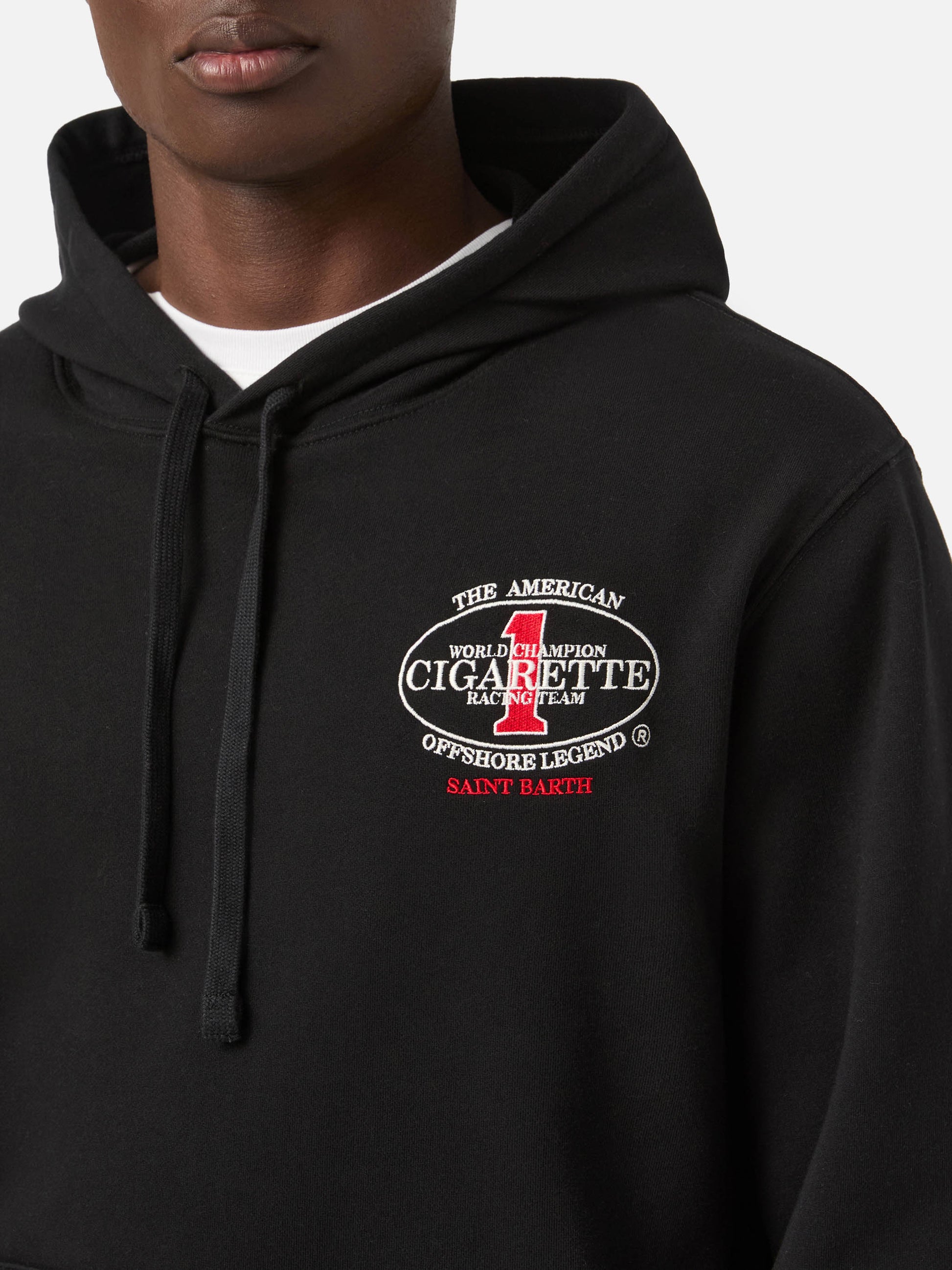 cigarette racing hoodie Ghost - Racing Is Not A Crime Black Unisex Cigarette Special Edition Manhattan sweatshirt Pure cotton fleece Black Cigarette print Hood with drawstring Long sleeves Front pocket Regular fit Junior Signature Hoodie
