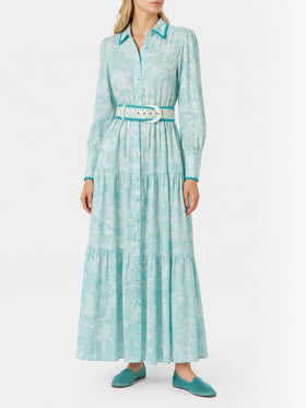 Langes Leinenkleid Marbella mit Dschungel-Print 