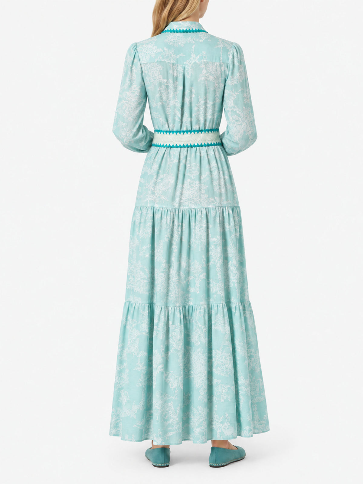 Langes Leinenkleid Marbella mit Dschungel-Print 