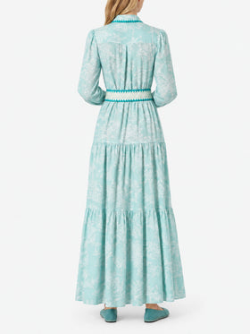 Langes Leinenkleid Marbella mit Dschungel-Print 