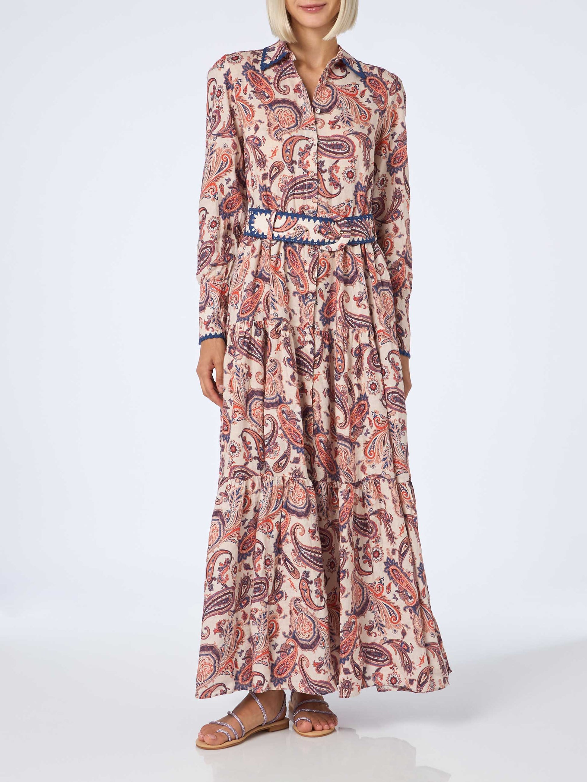 Marbella Paisley Linen Long Dress Marbella Paisley Linen Long Dress