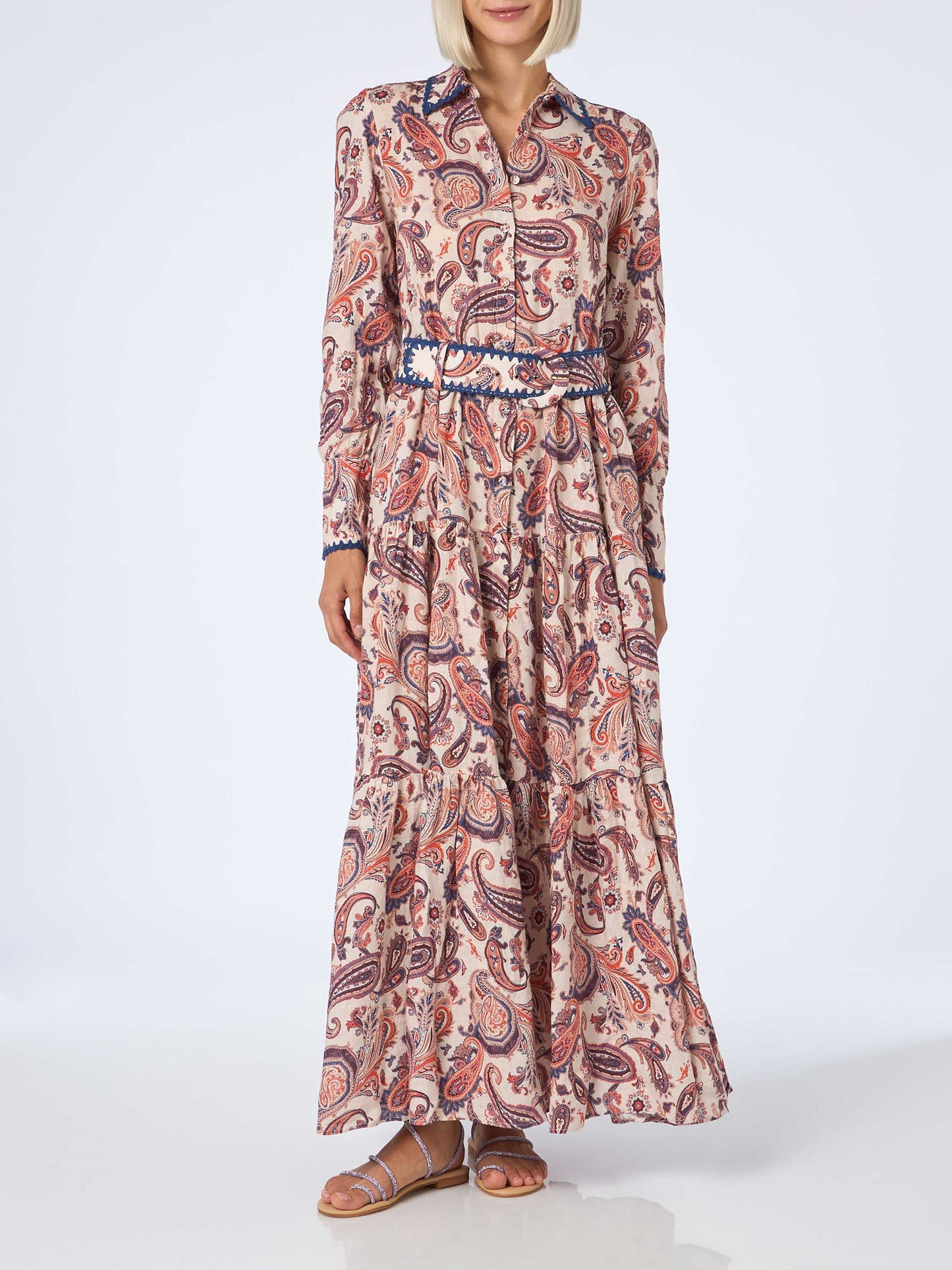 Woman linen dress Marbella with paisley print - MC2 Saint Barth