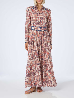 Woman linen dress Marbella with paisley print - MC2 Saint Barth