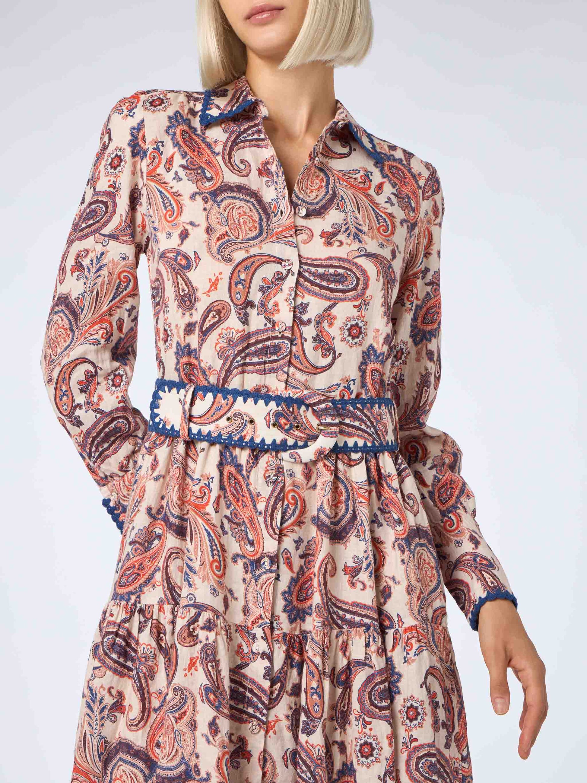 Woman linen dress Marbella with paisley print - MC2 Saint Barth