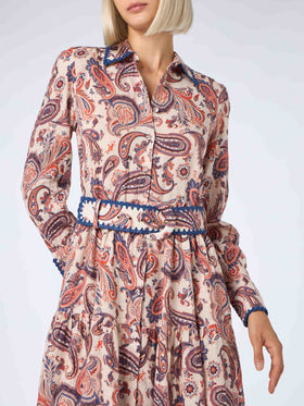 Woman linen dress Marbella with paisley print - MC2 Saint Barth