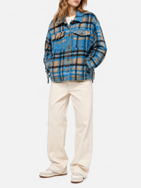 Surchemise veste Marceline à franges et motif tartan 
