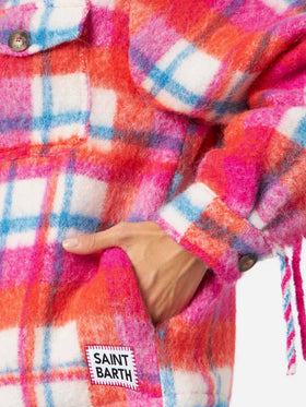 Marceline tartan overshirt jacket with fringes