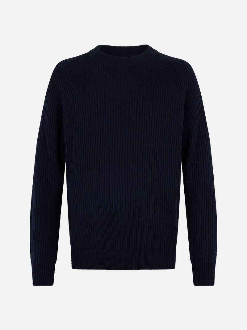 Marineblauer Rippenpullover für Herren Marine