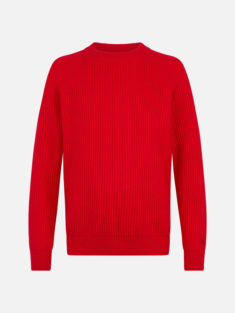 Roter Rippenpullover für Herren Marine