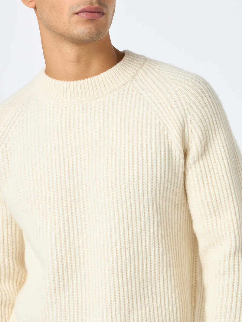 Weißer Rippenpullover für Herren Marine