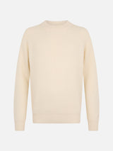 Man white blended cashmere ribbed sweater Marine