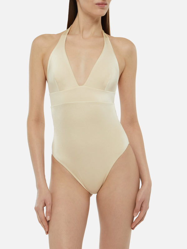 Marylin shimmer gold one-piece swimsuit