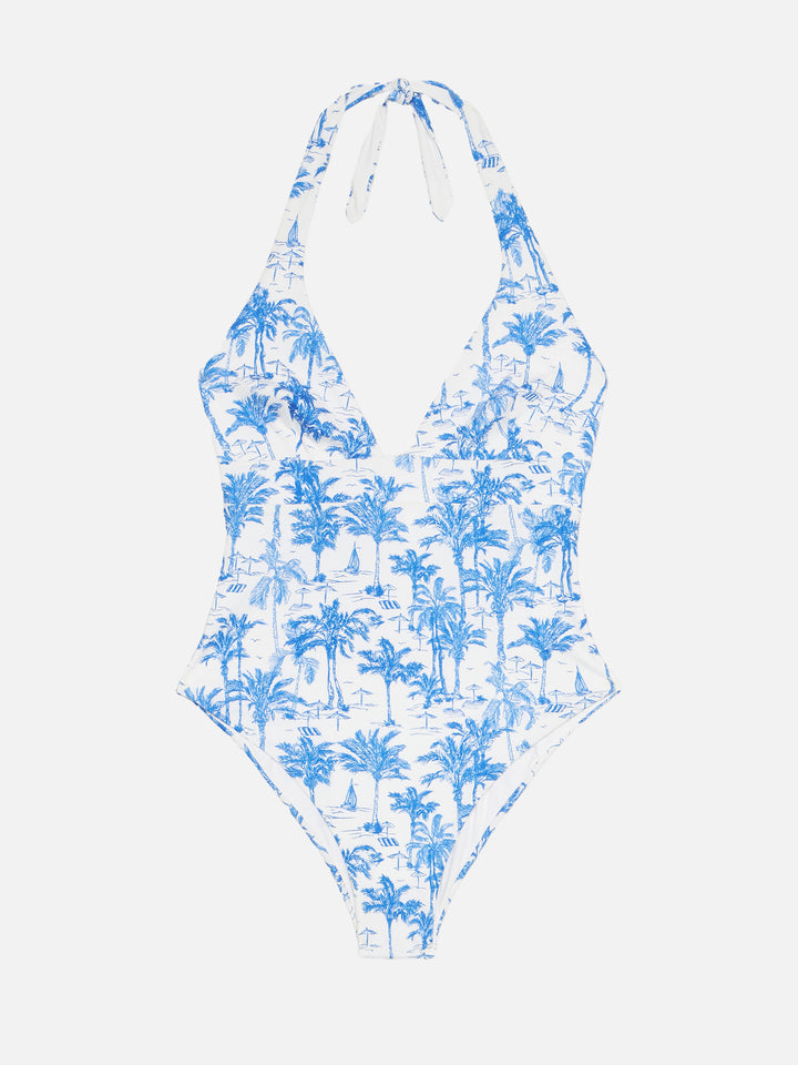 Marylin one-piece swimsuit with toile de jouy print