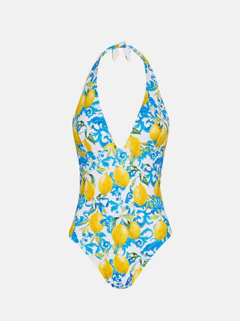 Marylin one-piece swimsuit with majolica print - MC2 Saint Barth