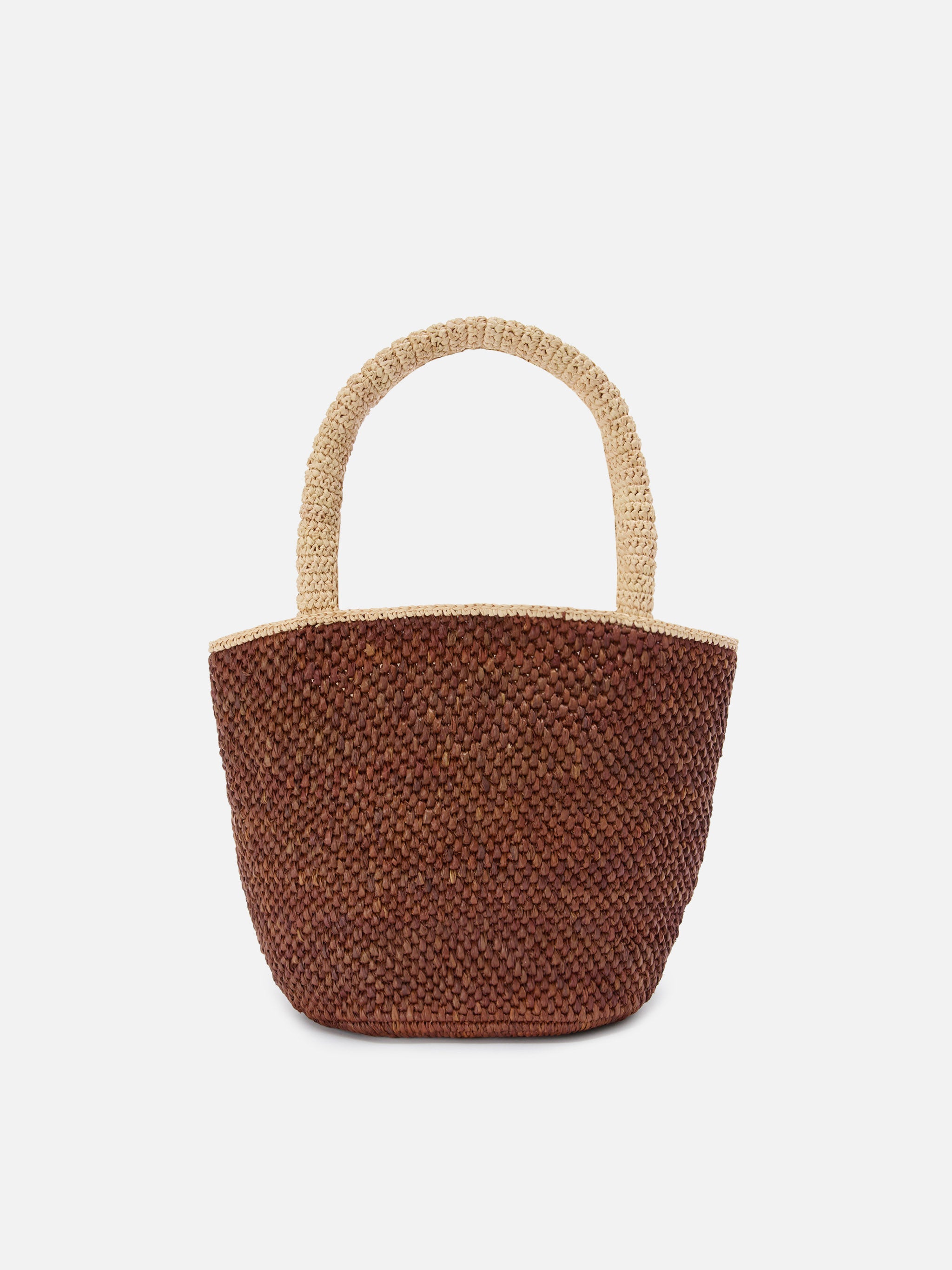 Brown Marcy raffia bag with tassel and embroidered logo – MC2