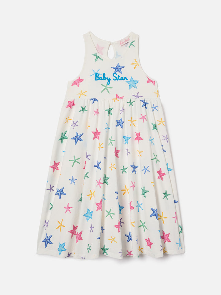 Masha pure organic cotton dress with all over starfish print