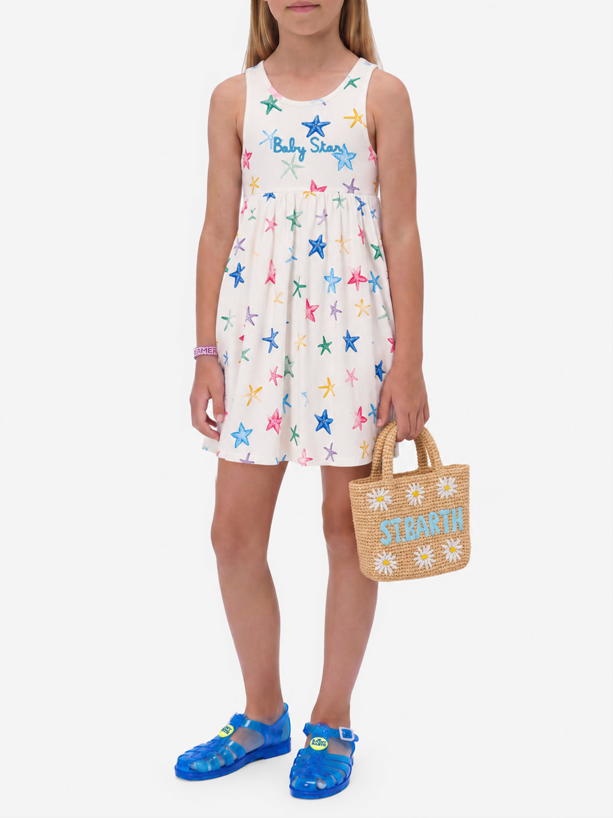 Masha pure organic cotton dress with all over starfish print