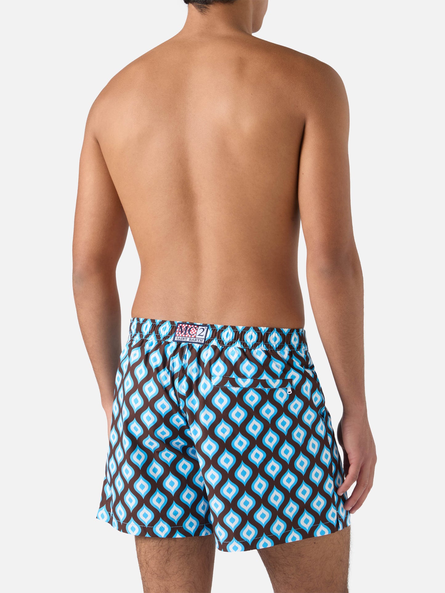 Short-length swim shorts Master with geometric print