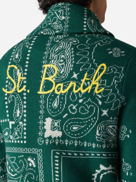 Giacca Max in maglia con jacquard bandana e ricamo