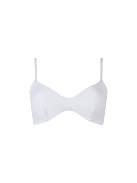 Top da spiaggia bianco con bralette a scollo tondo da donna May
