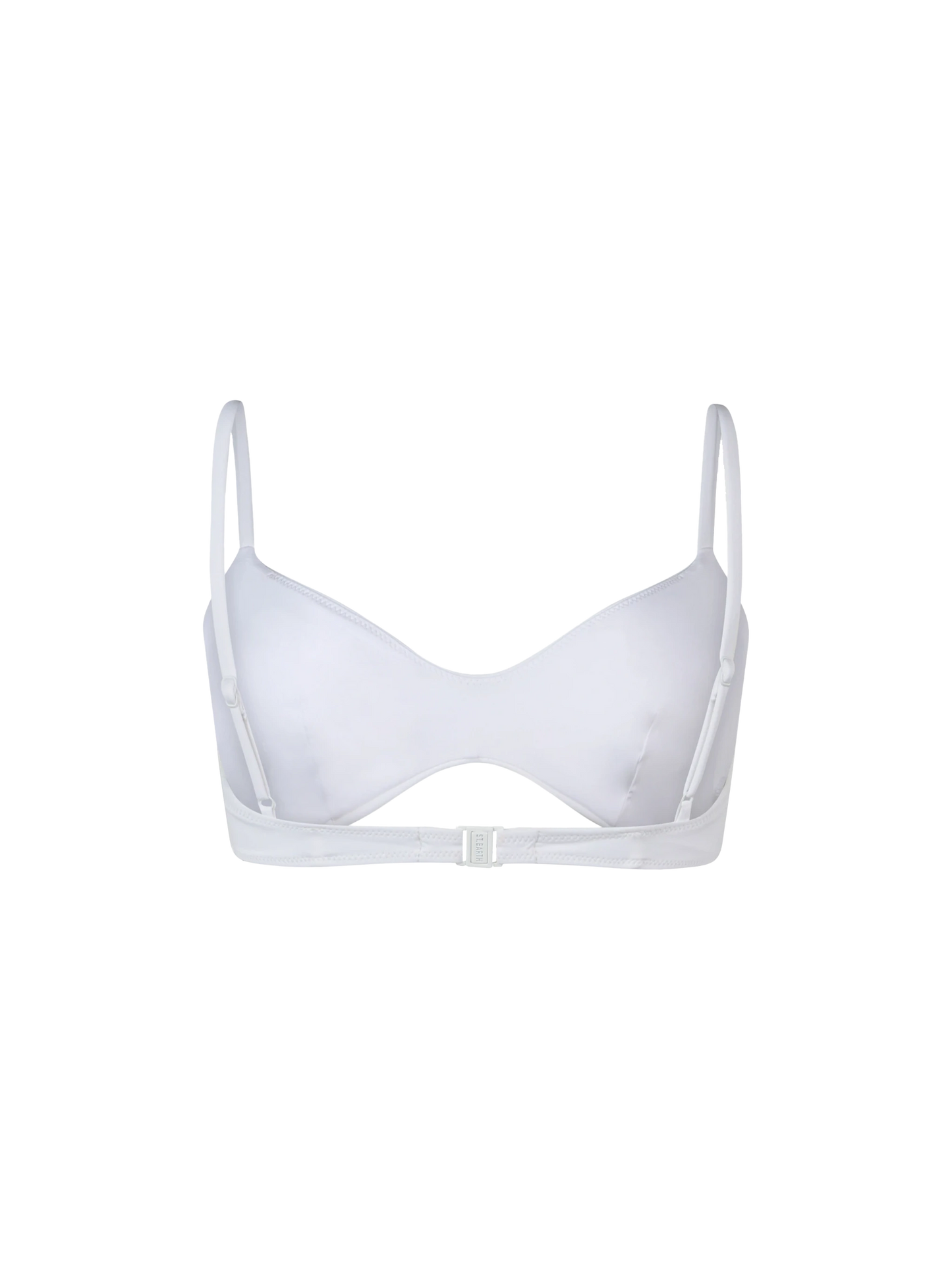 Top da spiaggia bianco con bralette a scollo tondo da donna May