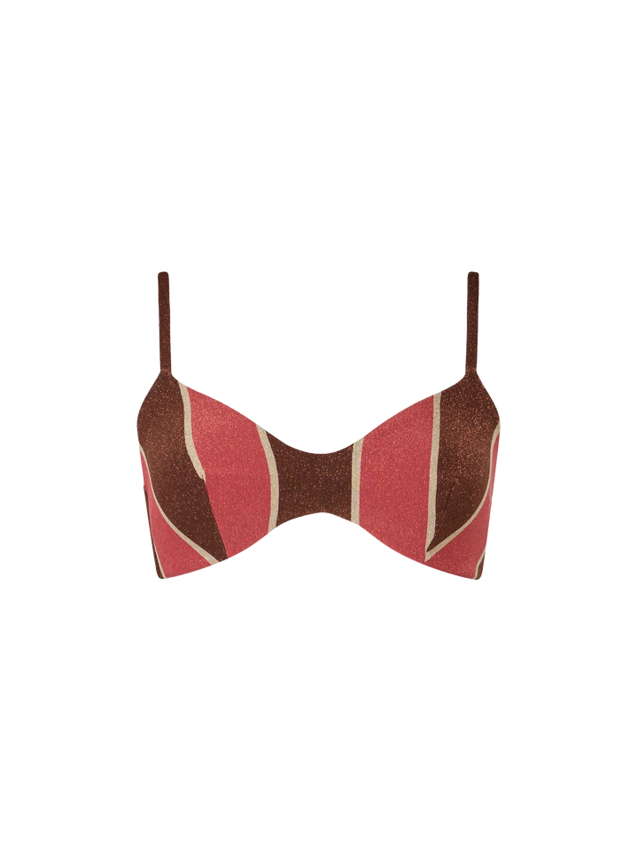 Woman striped lurex scoop bralette beach top May
