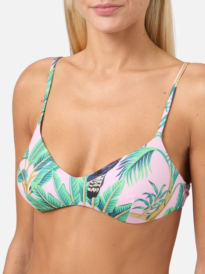 Bralette rosa con stampa tropicale