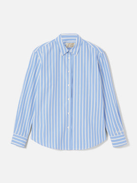 Camicia Meredith in cotone a righe azzurre con ricamo Saint Barth