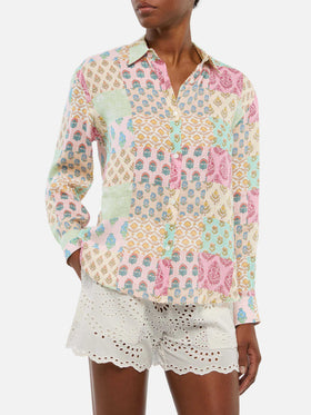 Klassisches Leinenhemd „Meredith“ mit floralem Patch-Print