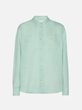 Meredith linen classic shirt with Saint Barth embroidery