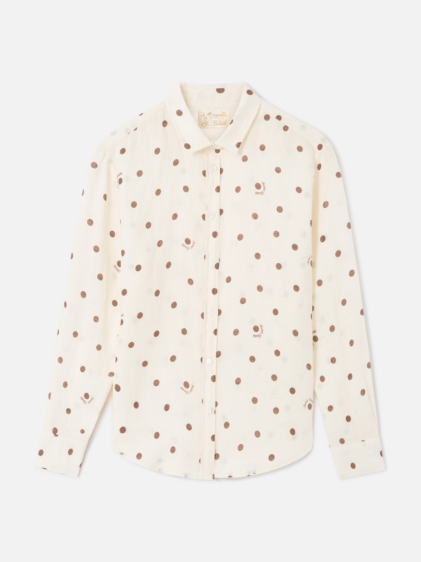 Leinenhemd Meredith mit Polka Dots und Saint Barth-Stickerei 