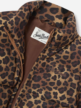 Chaqueta de plumón teddy Brown Maddy con estampado de leopardo 
