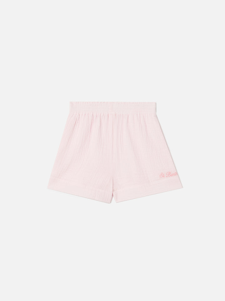 Meave Jr cotton muslin shorts in pink