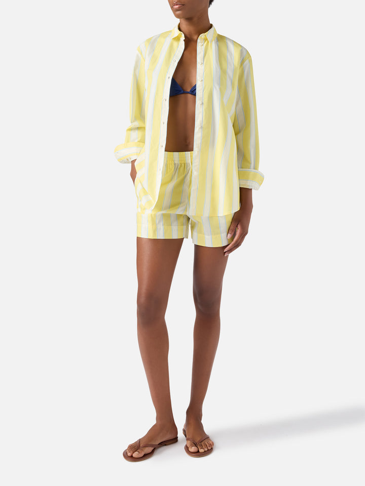 Shorts Meave in cotone a righe gialle