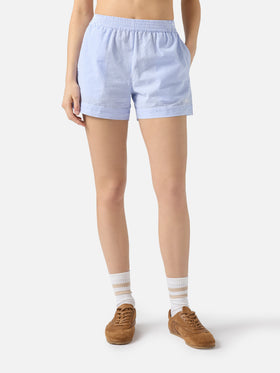 Light blue striped Meave seersucker shorts