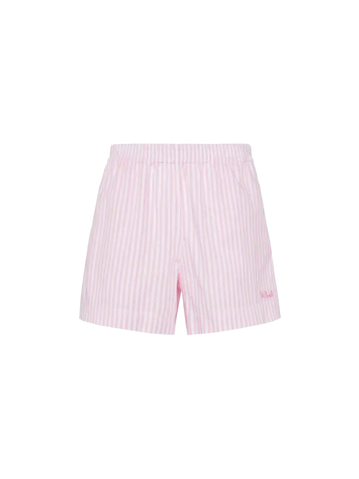 Meave cotton poplin pull up shorts with striped print