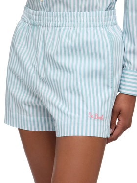 Meave shorts pull up in popeline di cotone con stampa a righe