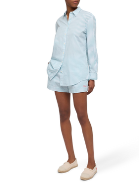 Meave shorts pull up in popeline di cotone con stampa a righe