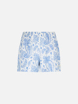 Pantaloncini da donna pull up in lino paisley Meave