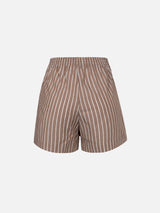 Woman cotton striped pull up shorts Meave