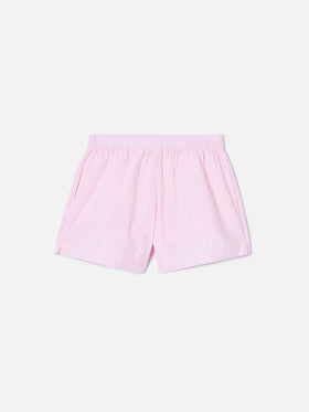 Shorts Meave in seersucker a righe rosa