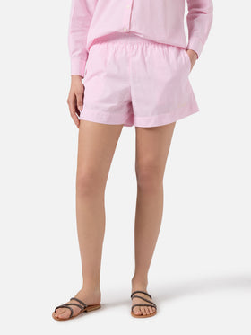 Shorts Meave in seersucker a righe rosa