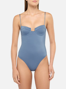 Costume intero Medea shimmer avio con ferretto